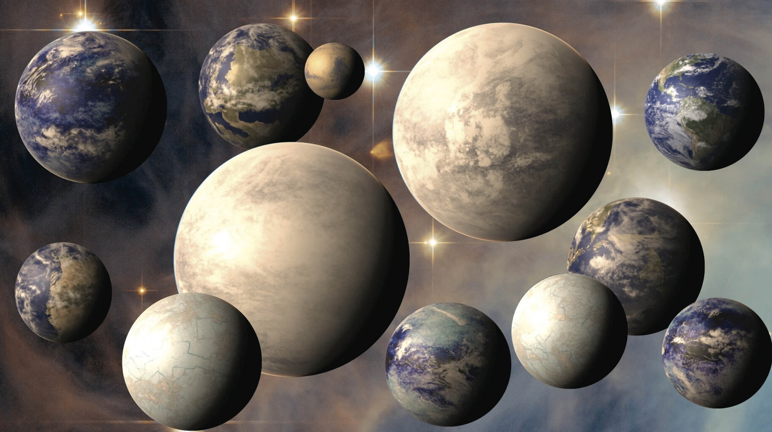 Slide background of a variety of Exoplanets